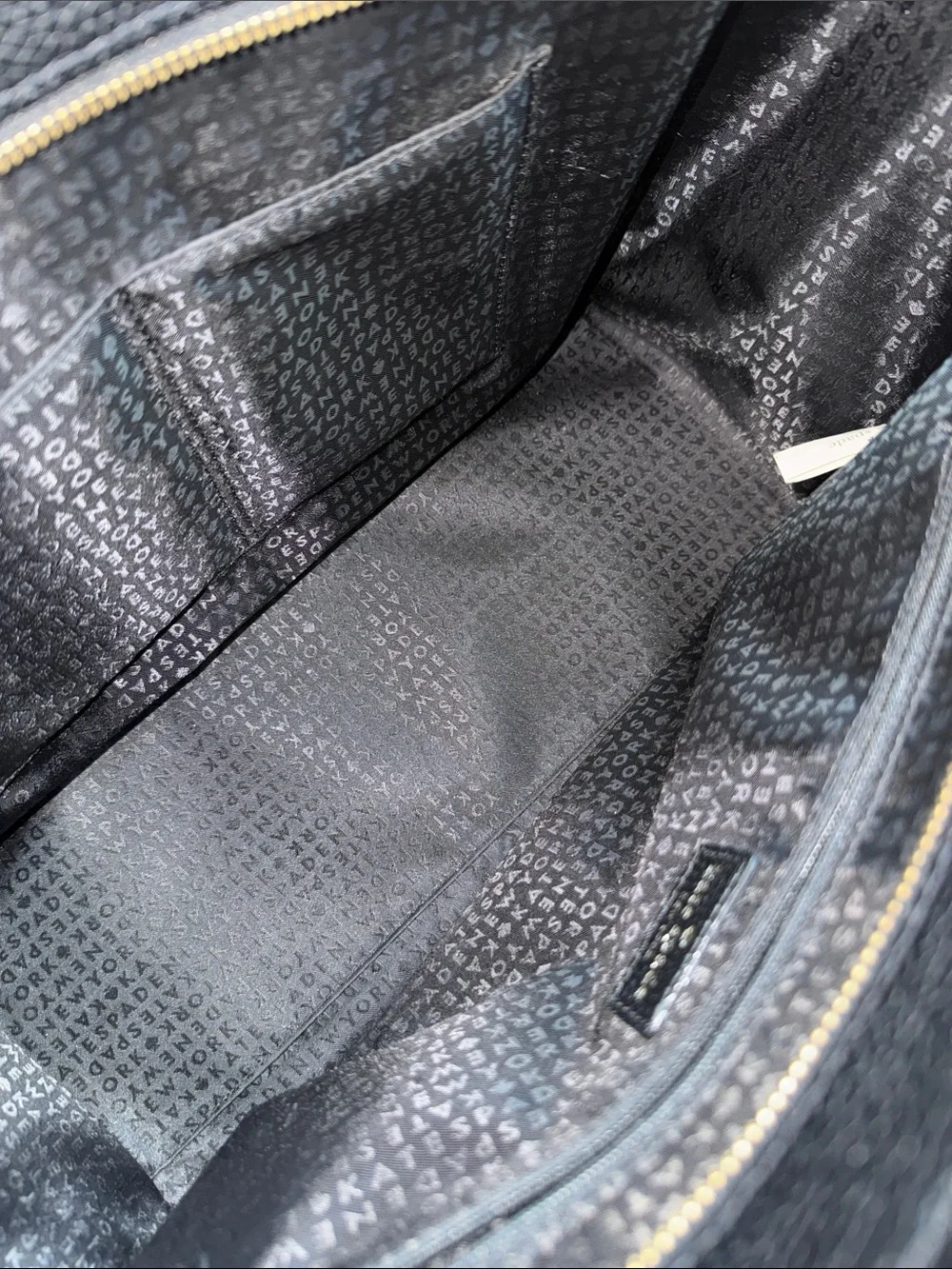 kate spade Black Pebbled Leather Tote with Front Zip Pocket